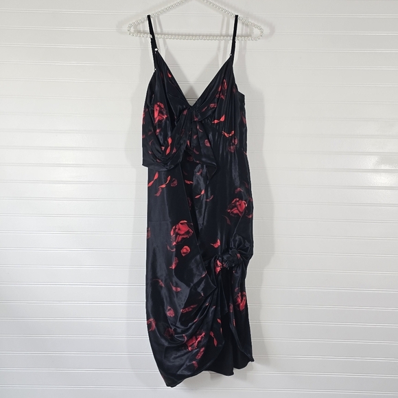 NWT Alexander Wang Rose Printed Satin Slip Sun Dress with Twist Knot Det… - Picture 4 of 12